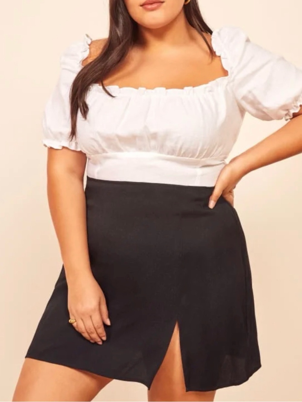 Reformation Margot Skirt Black High-Waist Mini with Front Slit